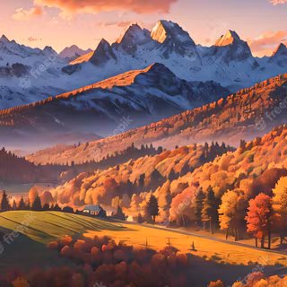 Autumn mountain sunset wallpaper