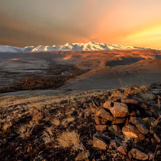 Autumn mountain sunset wallpaper