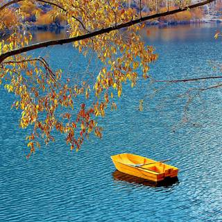 Autumn boat wallpaper