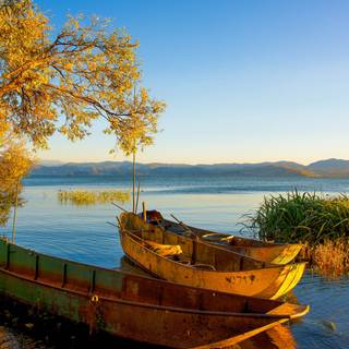 Autumn boat wallpaper
