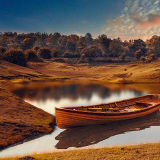 Autumn boat wallpaper