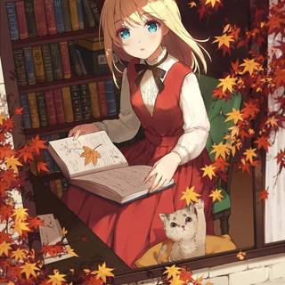 Calm anime autumn wallpaper
