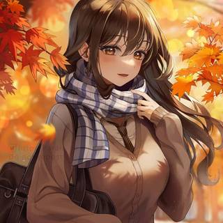 Calm anime autumn wallpaper