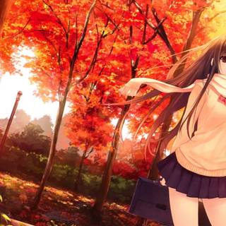 Calm anime autumn wallpaper