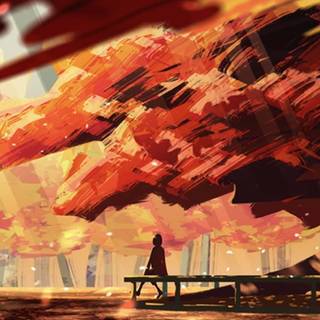 Calm anime autumn wallpaper