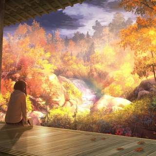 Calm anime autumn wallpaper