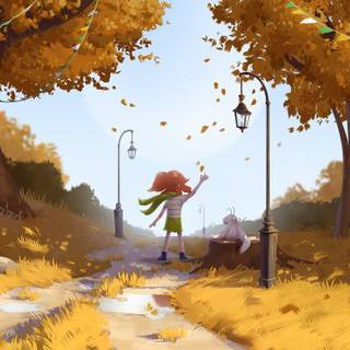 Calm anime autumn wallpaper