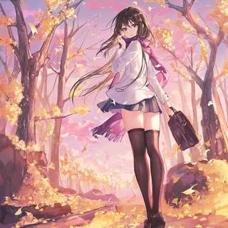 Calm anime autumn wallpaper