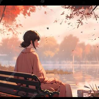 Calm anime autumn wallpaper