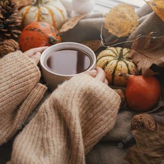 Cozy autumn aesthetic PC wallpaper