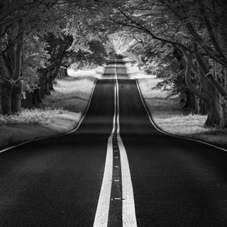 Black and white phone road wallpaper