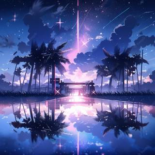 Purple anime scenery 4k wallpaper