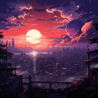 Anime cityscape 4k wallpaper