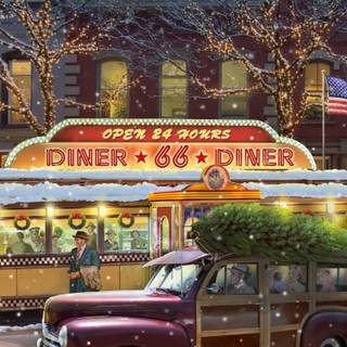 Retro diner wallpaper