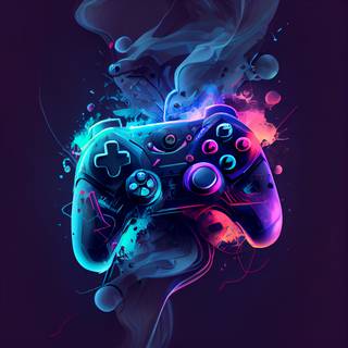 Blue gaming controller wallpaper