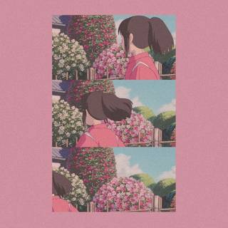 Pink Ghibli iPhone wallpaper