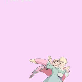 Pink Ghibli iPhone wallpaper
