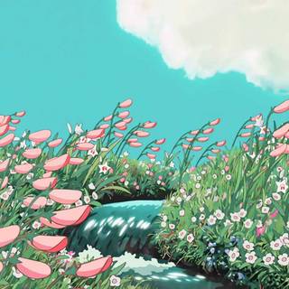 Spring landscape minimalist wallpaper