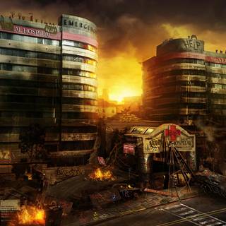 Burning city desktop wallpaper