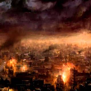 Burning city desktop wallpaper