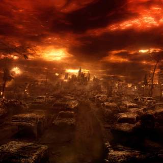 Burning city desktop wallpaper