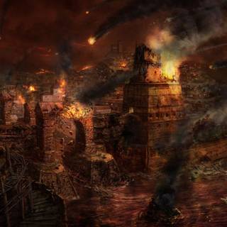 Burning city desktop wallpaper