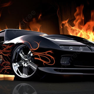 Flaming car wallpaper