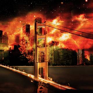 Burning city desktop wallpaper