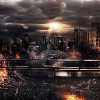 Burning city desktop wallpaper