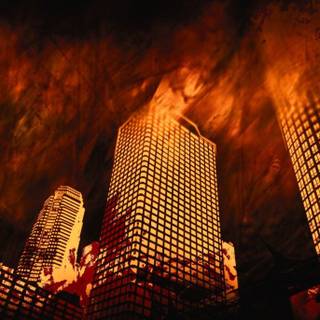Burning city desktop wallpaper