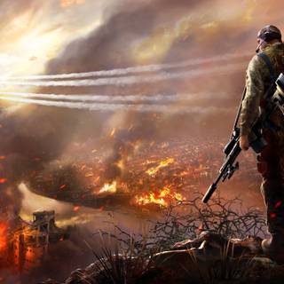 Burning city desktop wallpaper