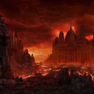 Burning city desktop wallpaper