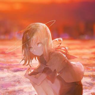 Anime girl orange wallpaper