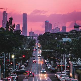 Pink city phone wallpaper