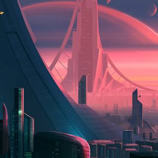 Pink city phone wallpaper