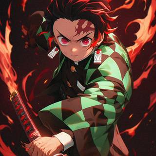 Tanjiro red wallpaper