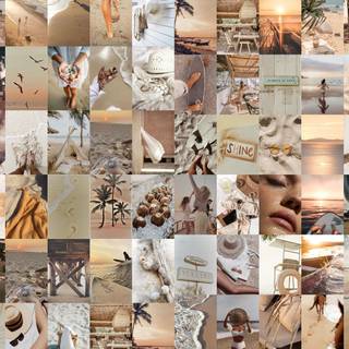 Summer beige collage wallpaper