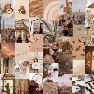 Summer beige collage wallpaper
