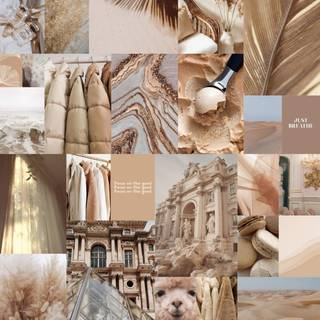 Summer beige collage wallpaper