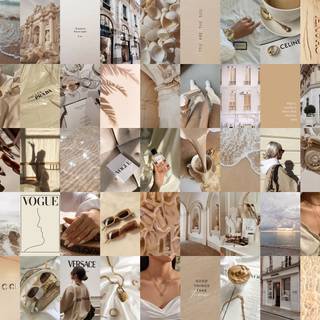 Summer beige collage wallpaper