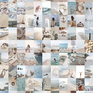 Summer beige collage wallpaper