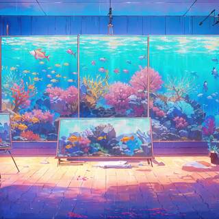 Anime aquarium wallpaper