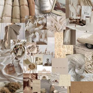 Summer beige collage wallpaper