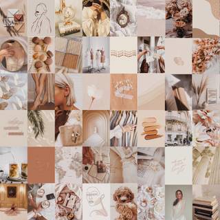 Summer beige collage wallpaper