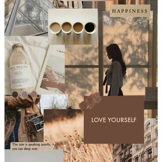 Summer beige collage wallpaper
