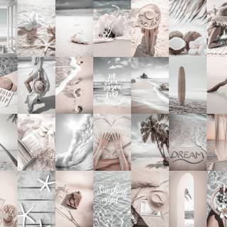 Summer beige collage wallpaper