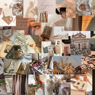 Summer beige collage wallpaper