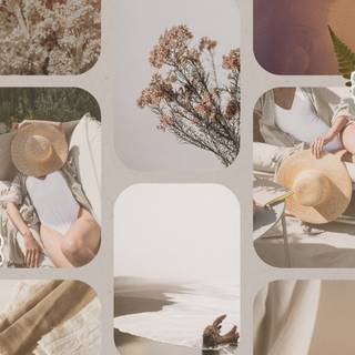 Summer beige collage wallpaper