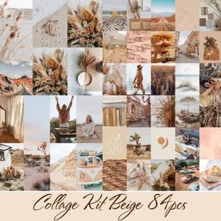 Summer beige collage wallpaper