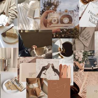 Summer beige collage wallpaper